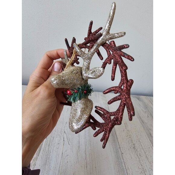 Glitter buck hunting ornament sparkle unique wreath ornament Xmas tree - Picture 2 of 7
